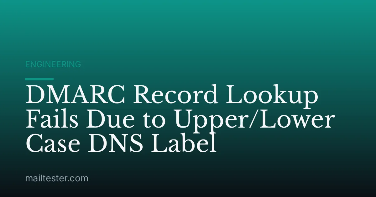 DMARC Record Lookup Fails Due to Upper/Lower Case DNS Label