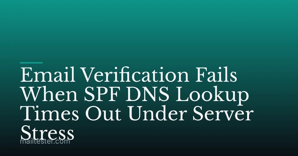 Email Verification Fails When SPF DNS Lookup Times Out Under Server Stress