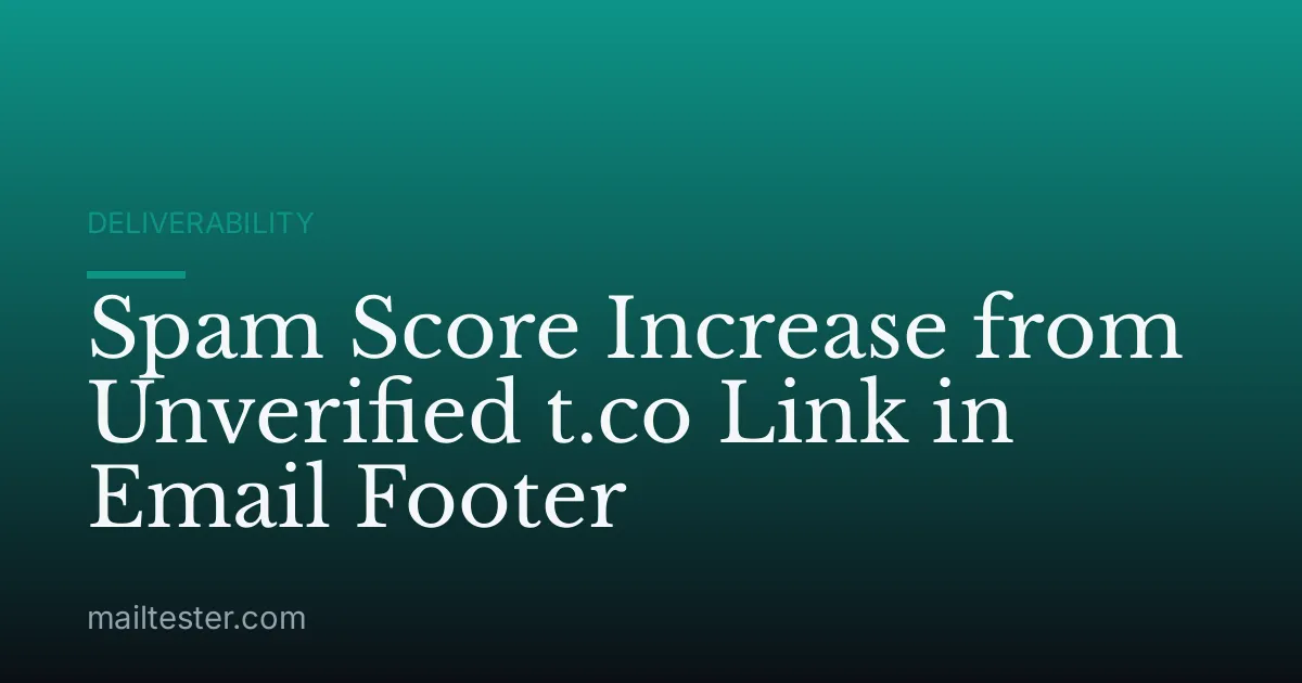Spam Score Increase from Unverified t.co Link in Email Footer