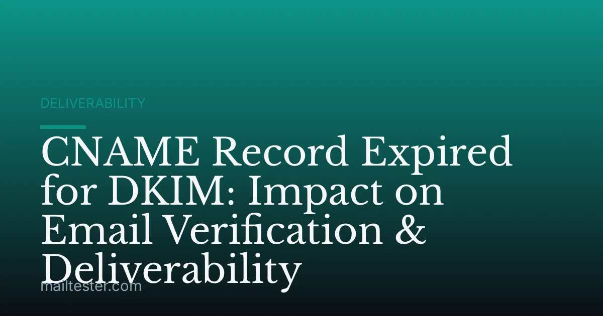 CNAME Record Expired for DKIM: Impact on Email Verification & Deliverability