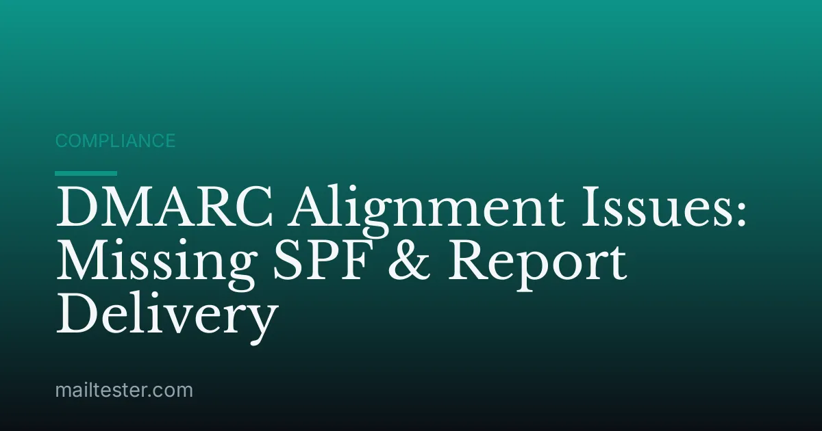 DMARC Alignment Issues: Missing SPF & Report Delivery