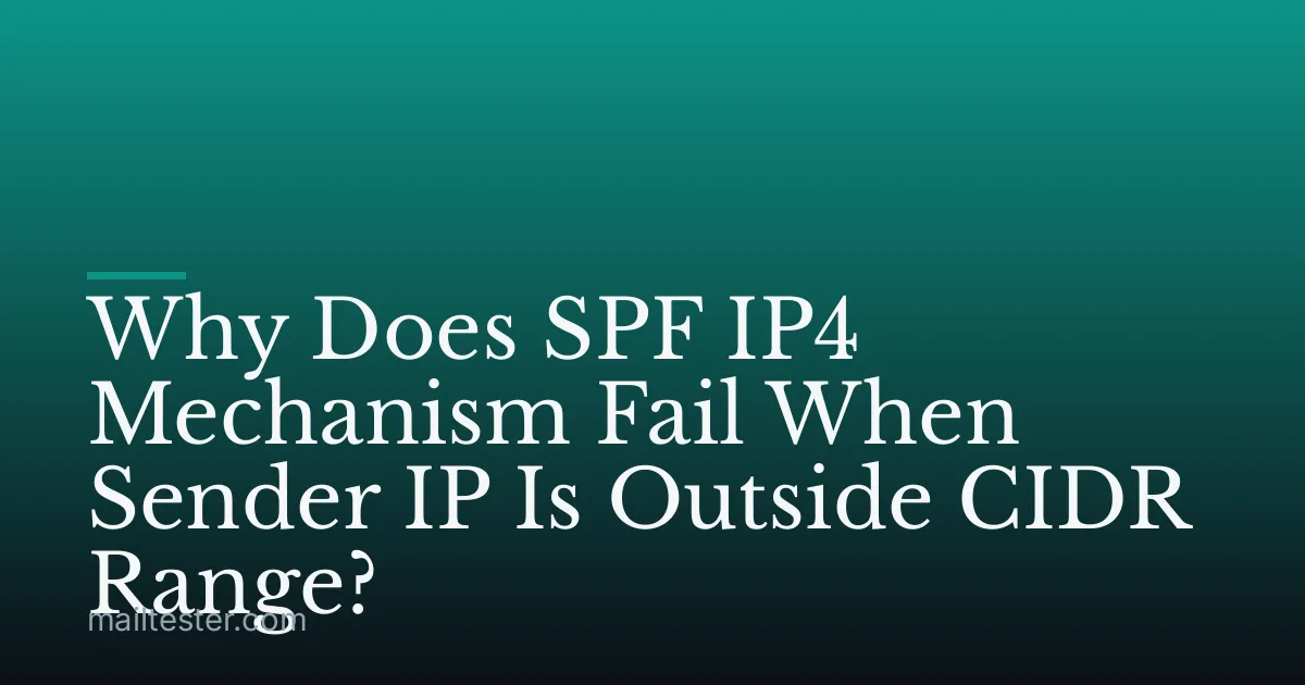 Why Does SPF IP4 Mechanism Fail When Sender IP Is Outside CIDR Range?