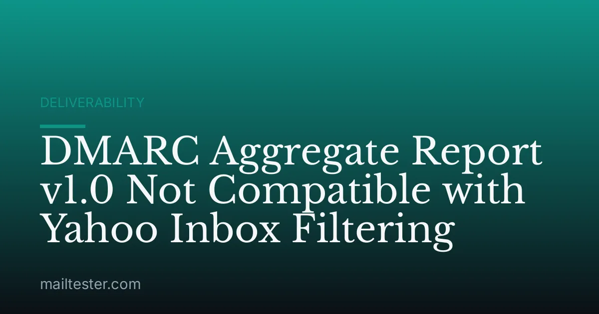 DMARC Aggregate Report v1.0 Not Compatible with Yahoo Inbox Filtering