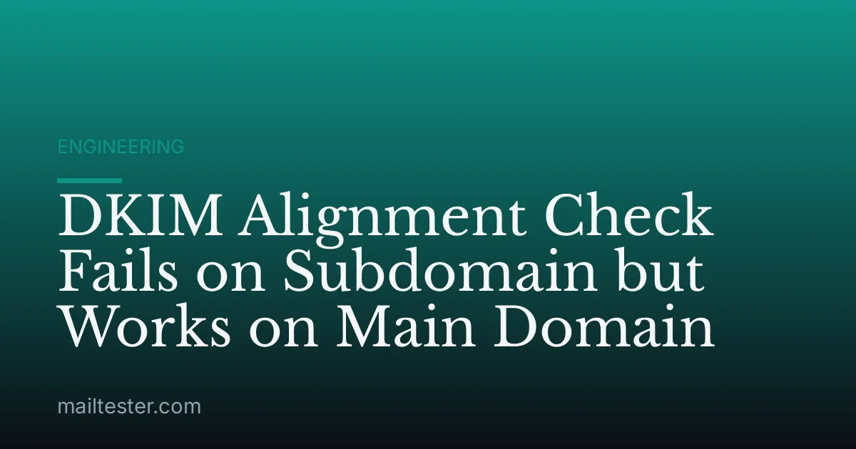 DKIM Alignment Check Fails on Subdomain but Works on Main Domain