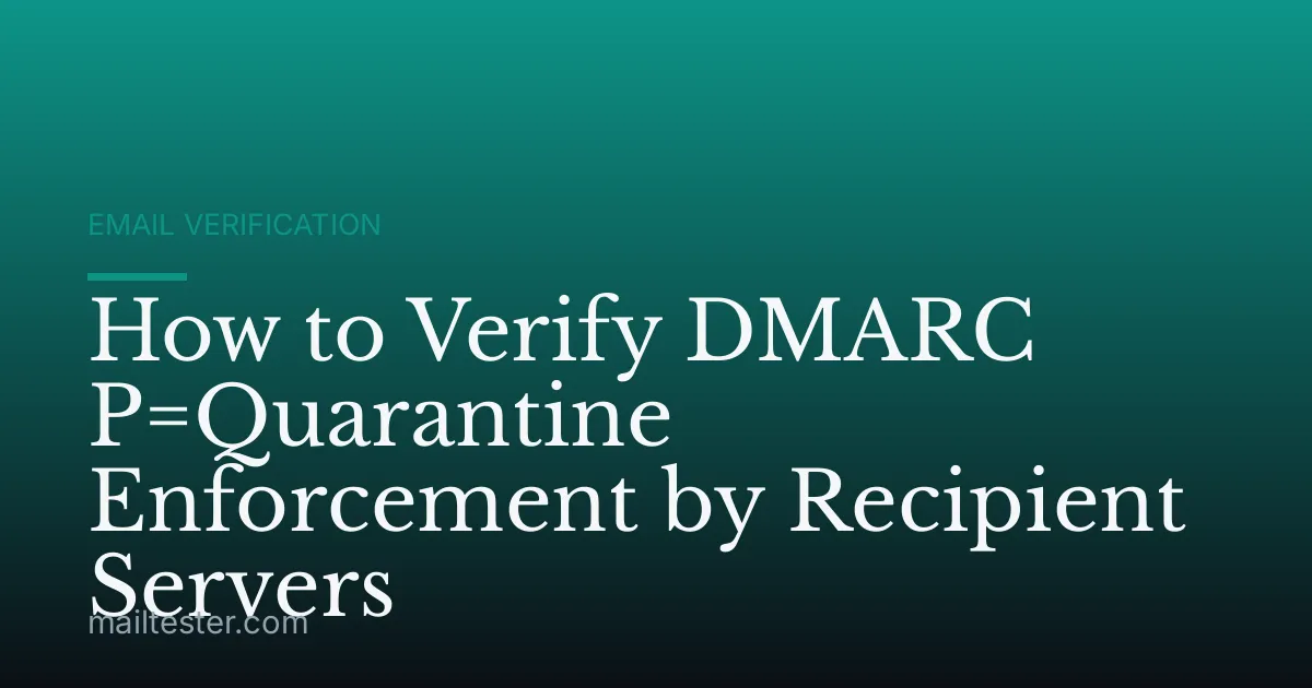 How to Verify DMARC P=Quarantine Enforcement by Recipient Servers