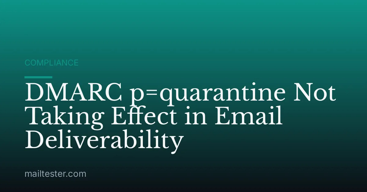 DMARC p=quarantine Not Taking Effect in Email Deliverability