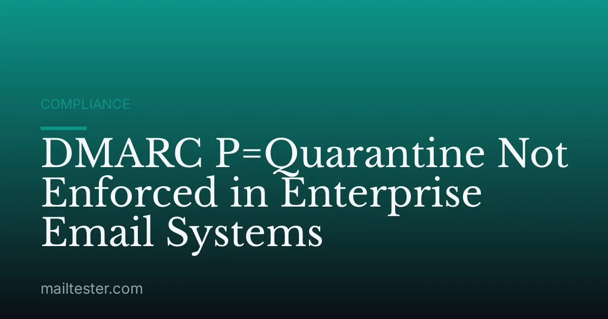 DMARC P=Quarantine Not Enforced in Enterprise Email Systems