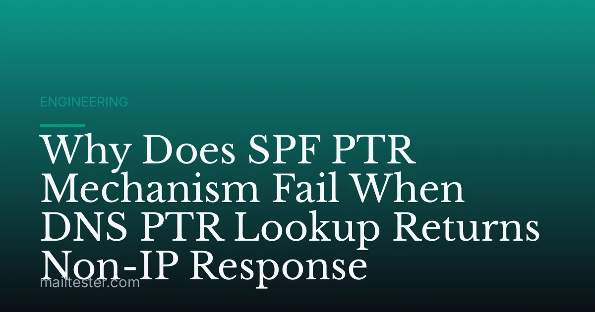 Why Does SPF PTR Mechanism Fail When DNS PTR Lookup Returns Non-IP Response