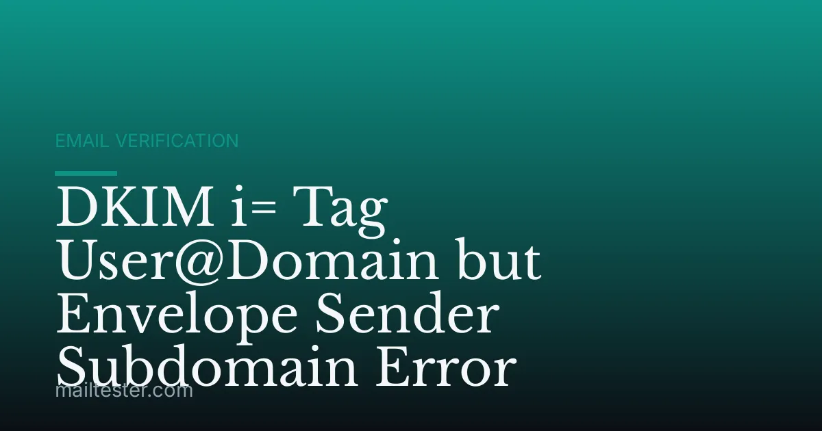DKIM i= Tag User@Domain but Envelope Sender Subdomain Error