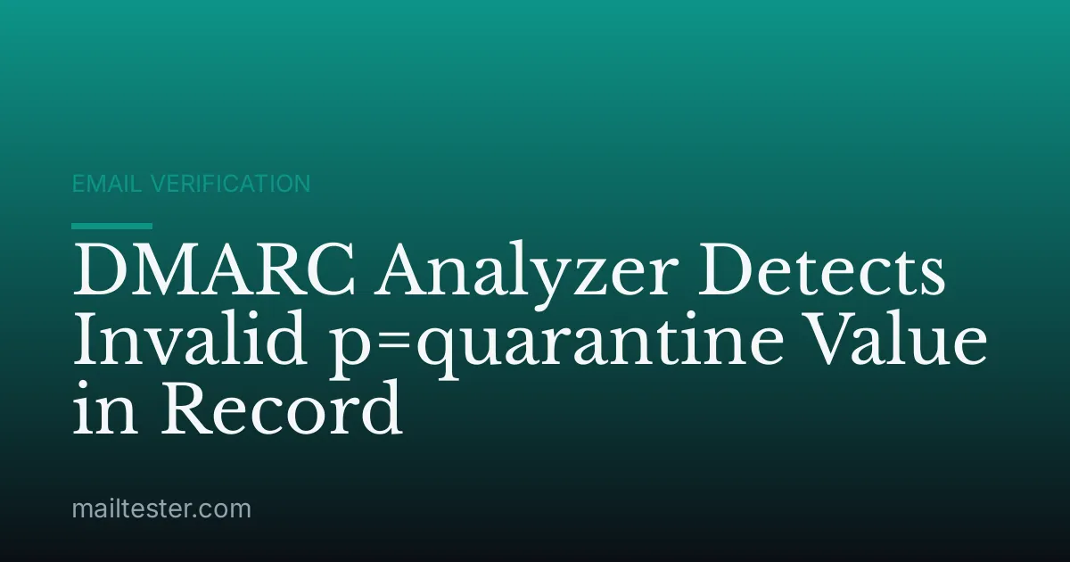 DMARC Analyzer Detects Invalid p=quarantine Value in Record