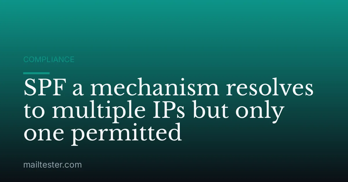 SPF a mechanism resolves to multiple IPs but only one permitted