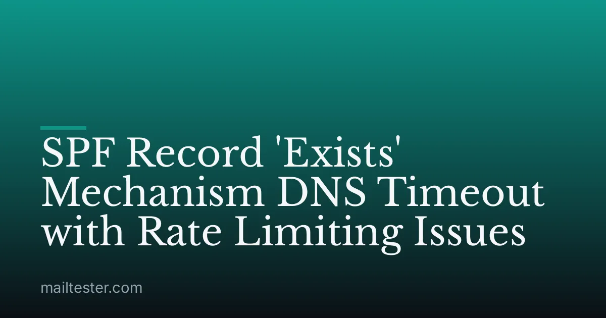 SPF Record 'Exists' Mechanism DNS Timeout with Rate Limiting Issues