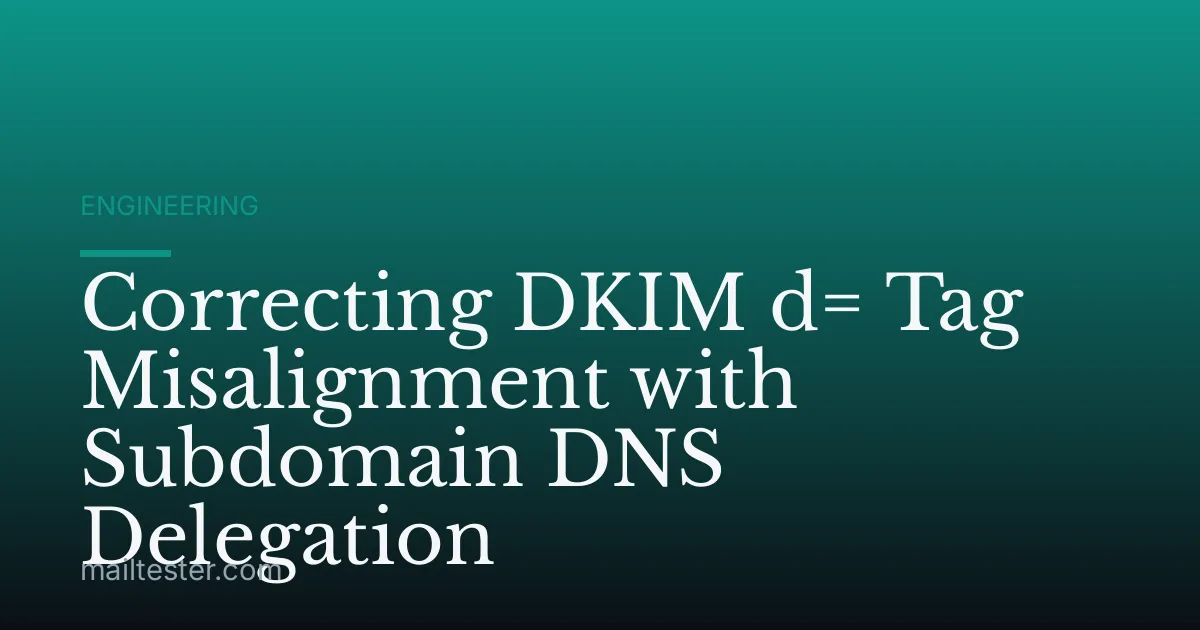Correcting DKIM d= Tag Misalignment with Subdomain DNS Delegation