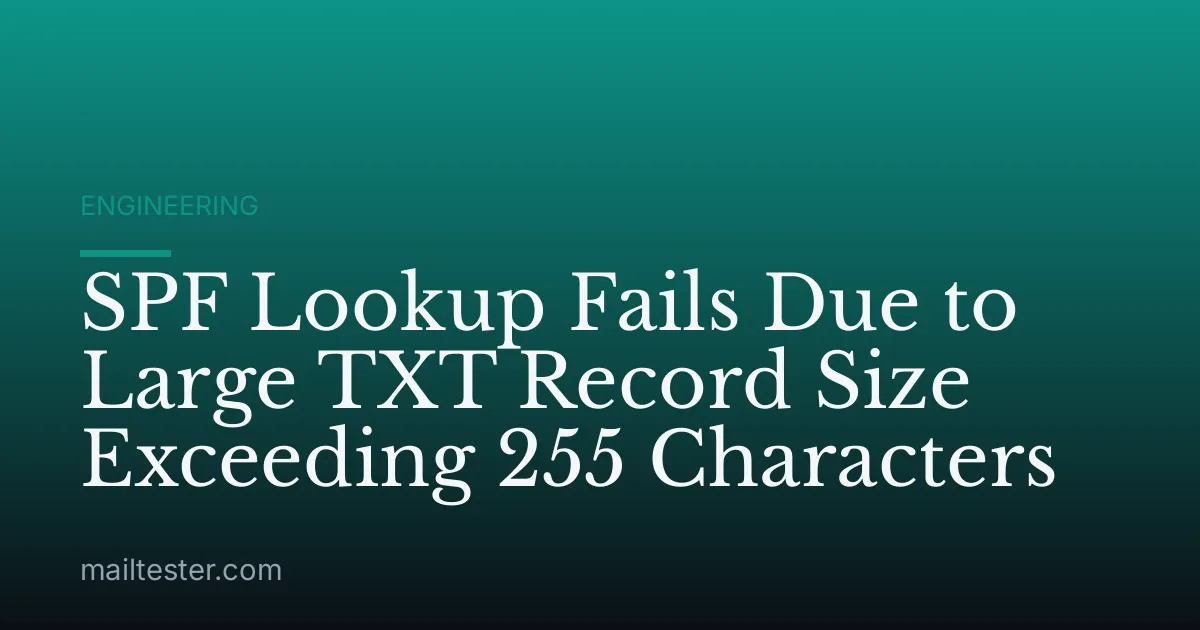 SPF Lookup Fails Due to Large TXT Record Size Exceeding 255 Characters