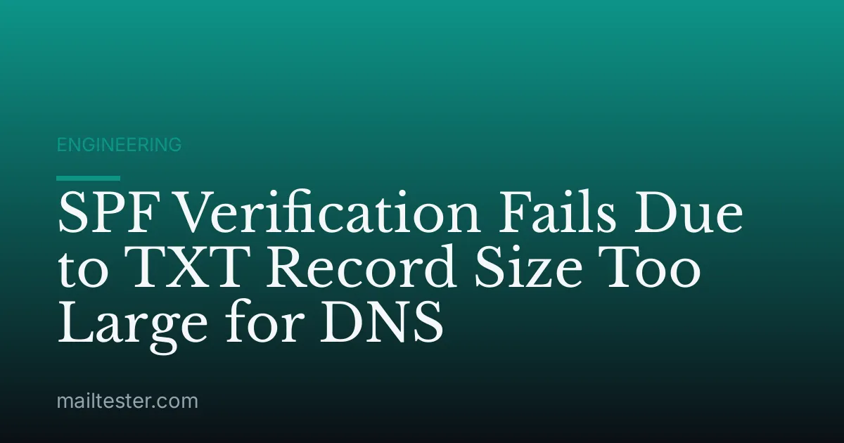 SPF Verification Fails Due to TXT Record Size Too Large for DNS