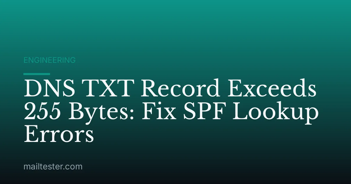 DNS TXT Record Exceeds 255 Bytes: Fix SPF Lookup Errors