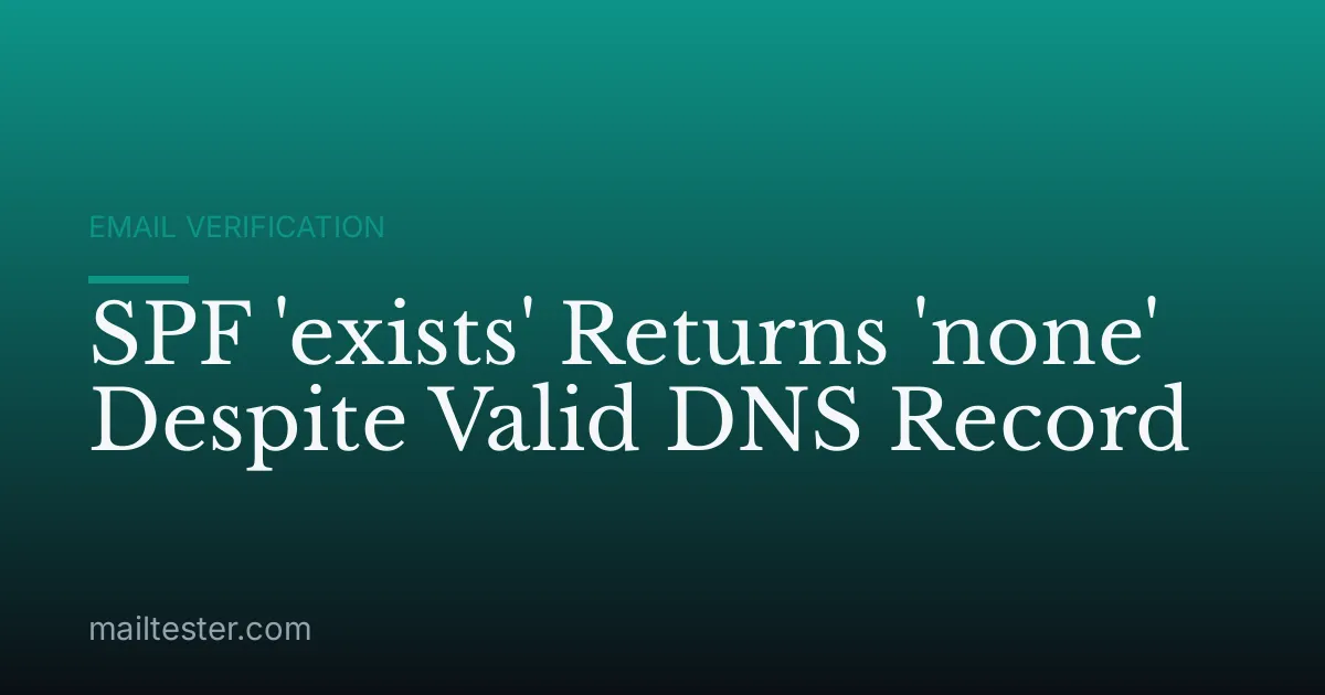 SPF 'exists' Returns 'none' Despite Valid DNS Record