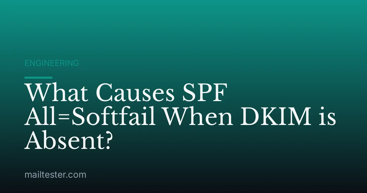 What Causes SPF All=Softfail When DKIM is Absent?