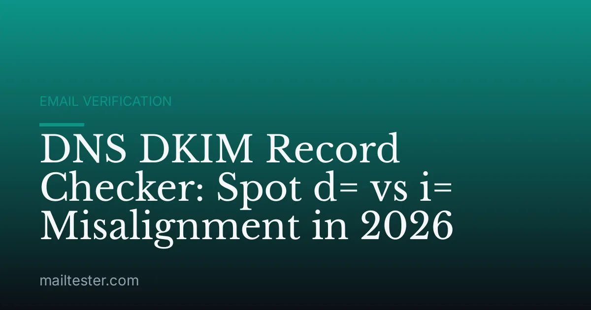 DNS DKIM Record Checker: Spot d= vs i= Misalignment in 2026