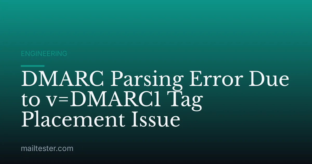 DMARC Parsing Error Due to v=DMARC1 Tag Placement Issue