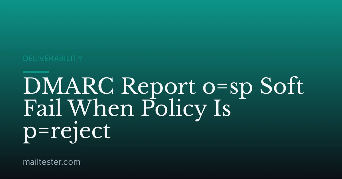 DMARC Report o=sp Soft Fail When Policy Is p=reject