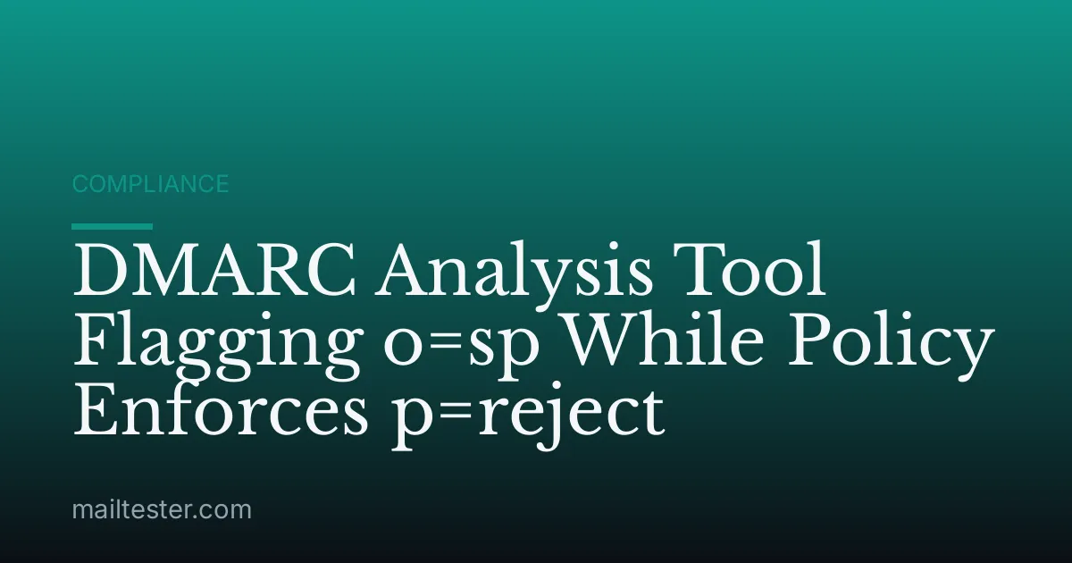 DMARC Analysis Tool Flagging o=sp While Policy Enforces p=reject