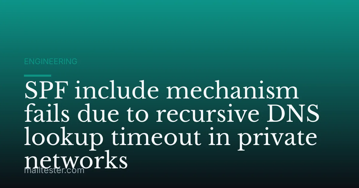 SPF include mechanism fails due to recursive DNS lookup timeout in private networks