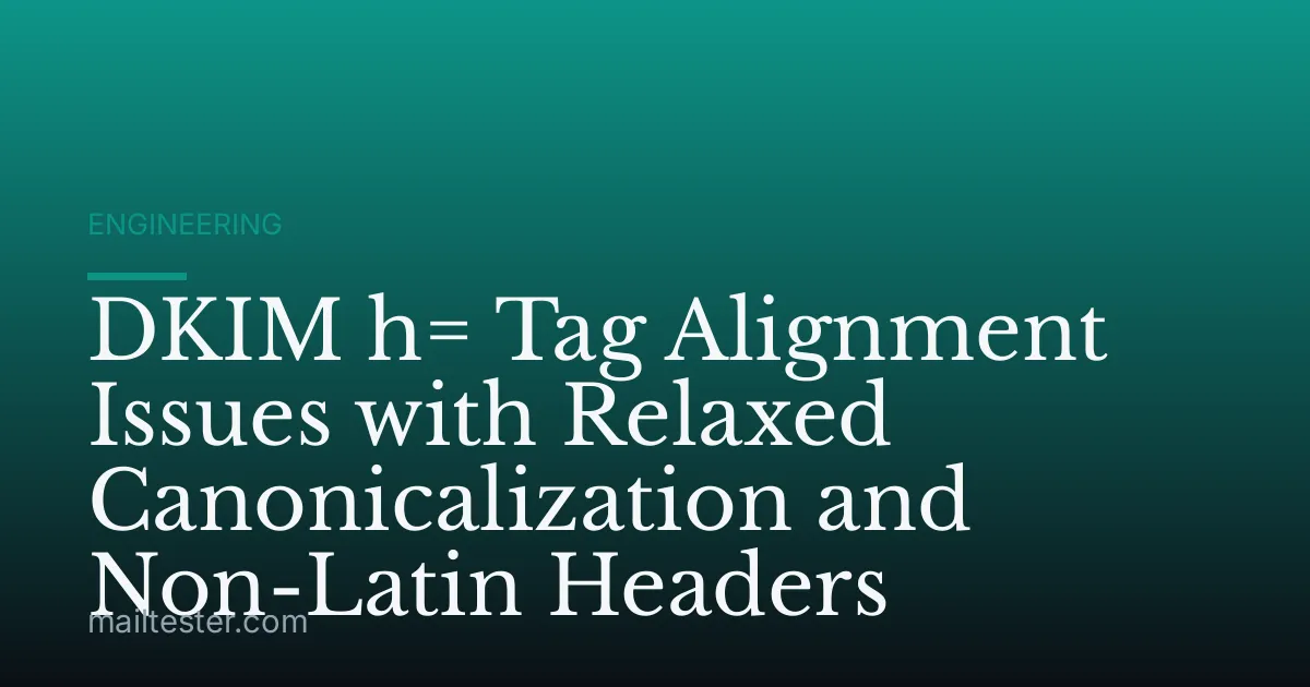 DKIM h= Tag Alignment Issues with Relaxed Canonicalization and Non-Latin Headers