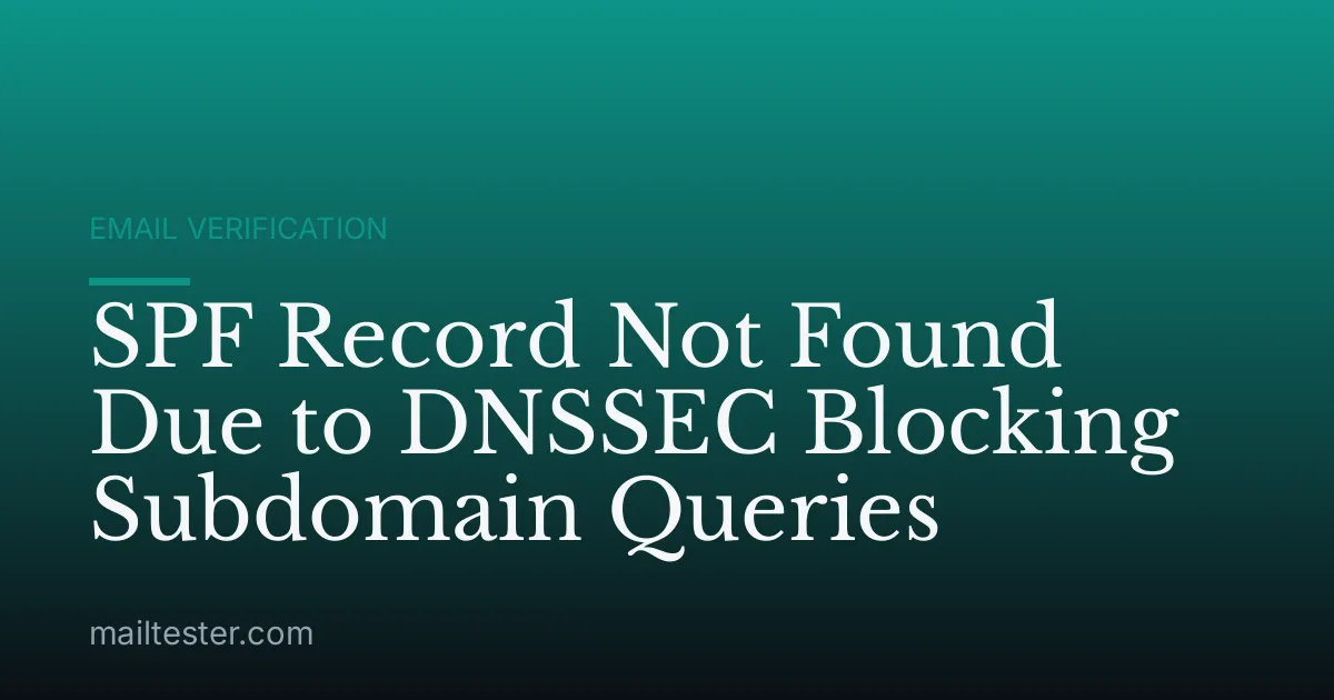 SPF Record Not Found Due to DNSSEC Blocking Subdomain Queries