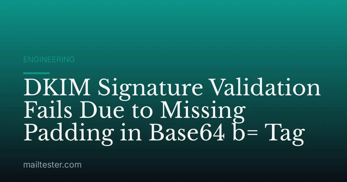 DKIM Signature Validation Fails Due to Missing Padding in Base64 b= Tag