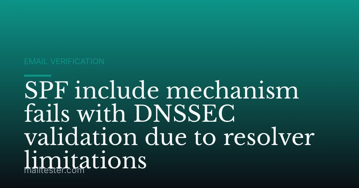 SPF include mechanism fails with DNSSEC validation due to resolver limitations