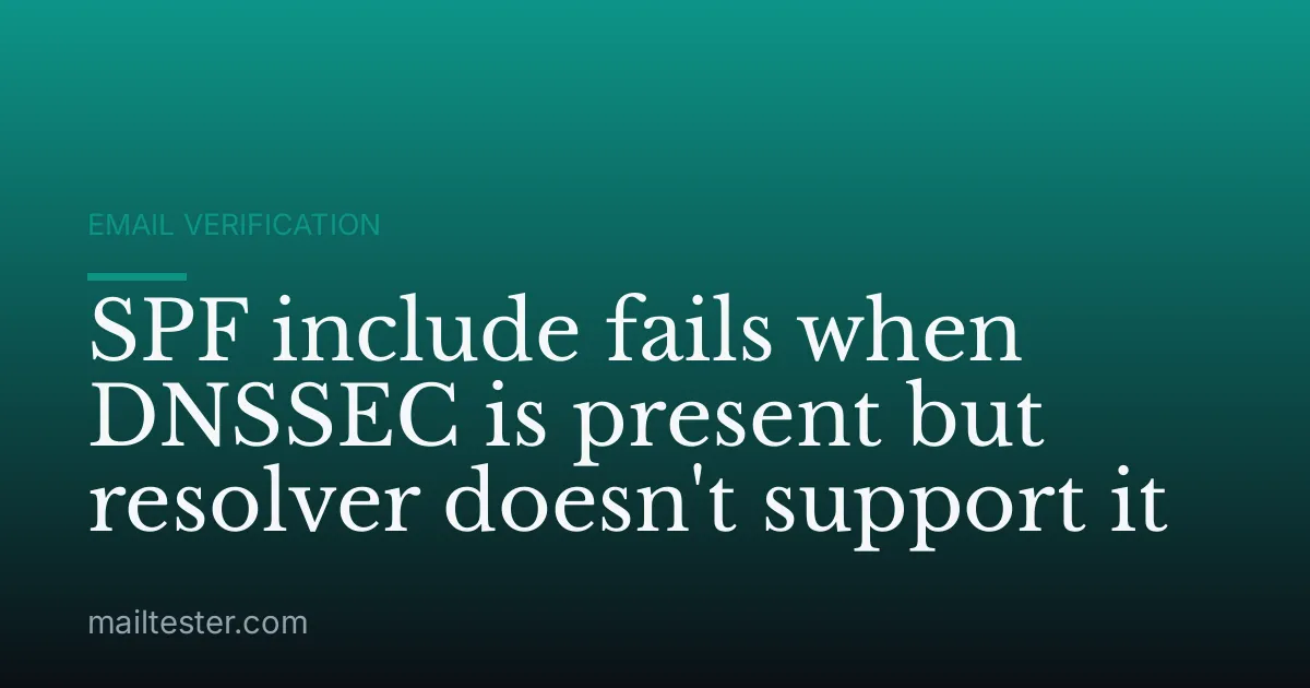 SPF include fails when DNSSEC is present but resolver doesn't support it