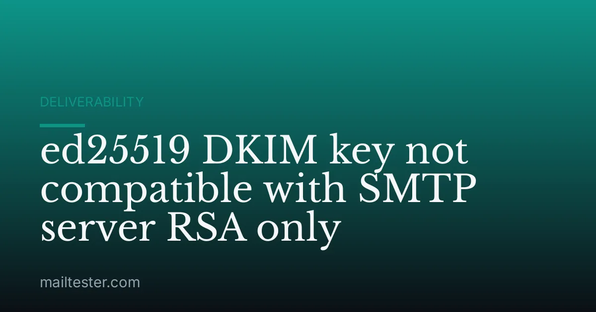 ed25519 DKIM key not compatible with SMTP server RSA only