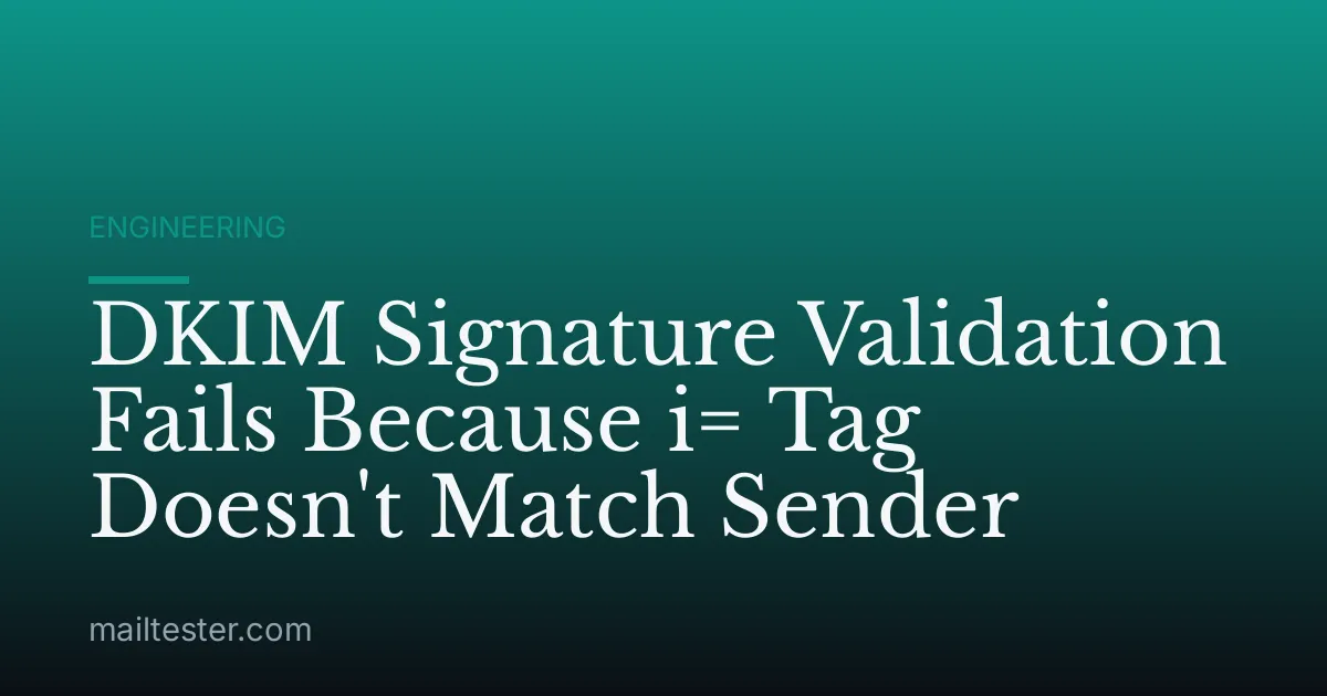 DKIM Signature Validation Fails Because i= Tag Doesn't Match Sender