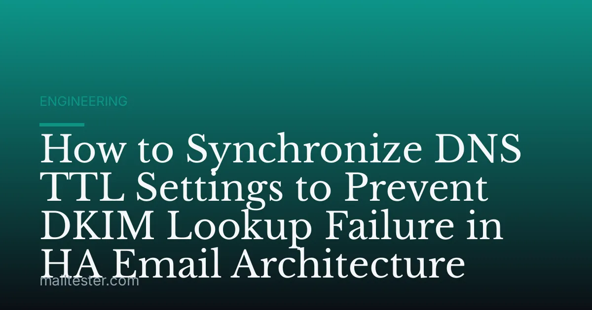 How to Synchronize DNS TTL Settings to Prevent DKIM Lookup Failure in HA Email Architecture