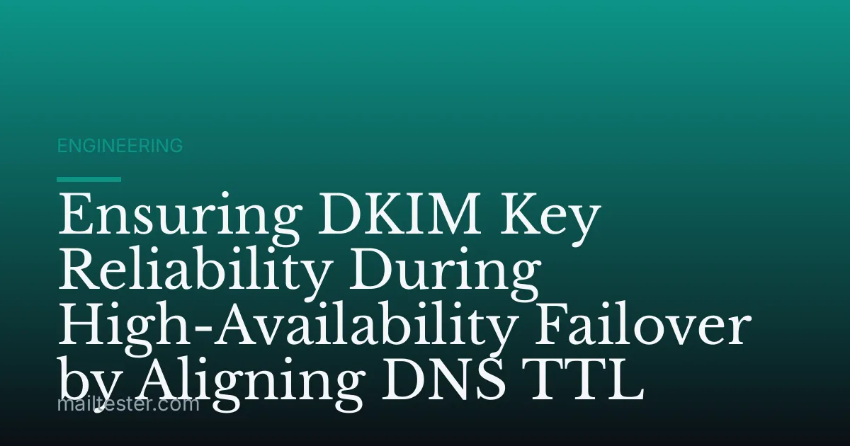 Ensuring DKIM Key Reliability During High-Availability Failover by Aligning DNS TTL