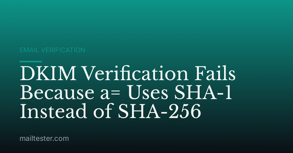 DKIM Verification Fails Because a= Uses SHA-1 Instead of SHA-256
