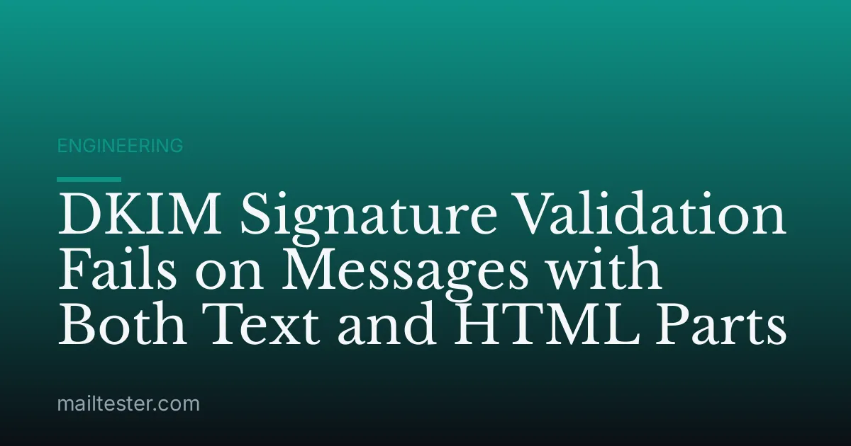 DKIM Signature Validation Fails on Messages with Both Text and HTML Parts