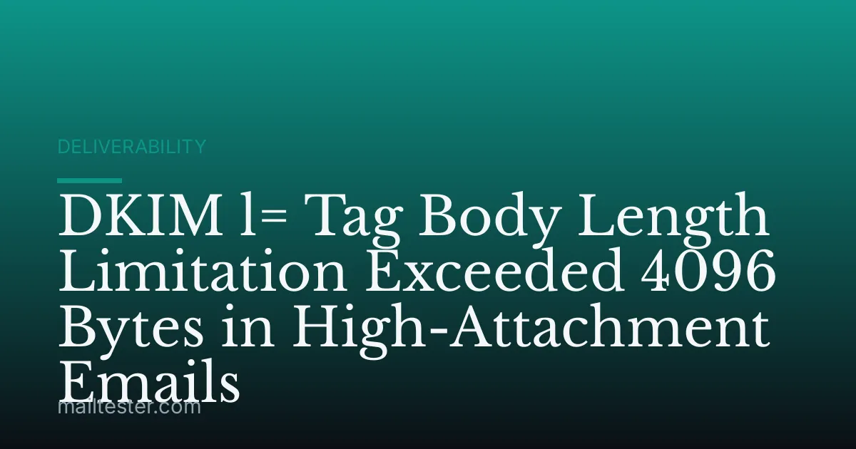DKIM l= Tag Body Length Limitation Exceeded 4096 Bytes in High-Attachment Emails