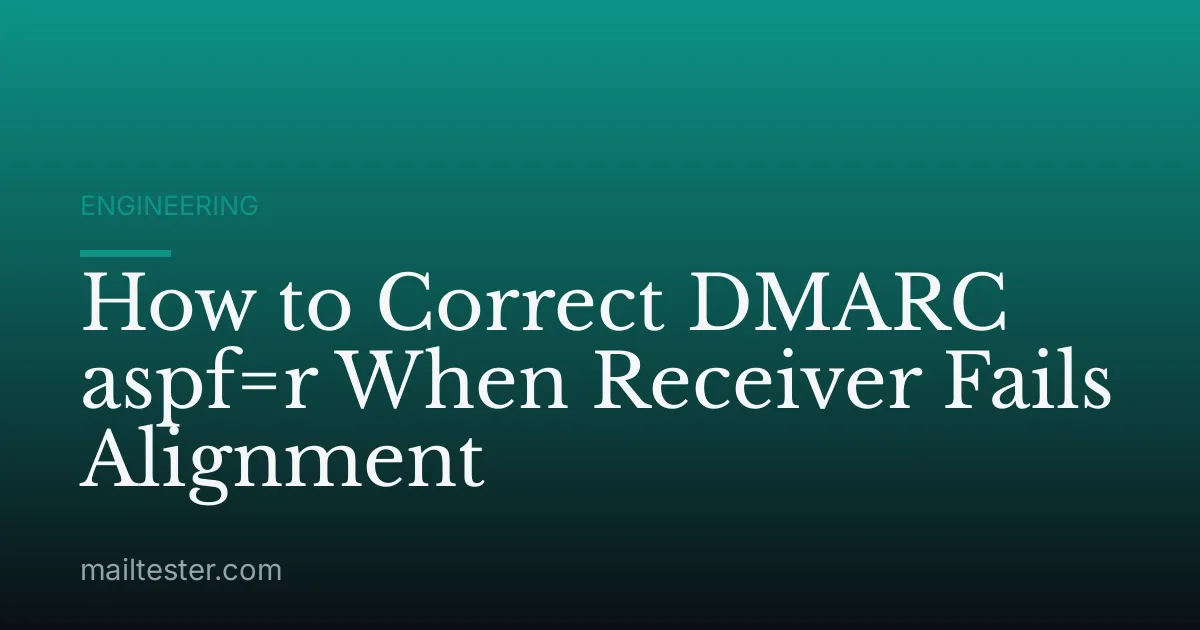 How to Correct DMARC aspf=r When Receiver Fails Alignment