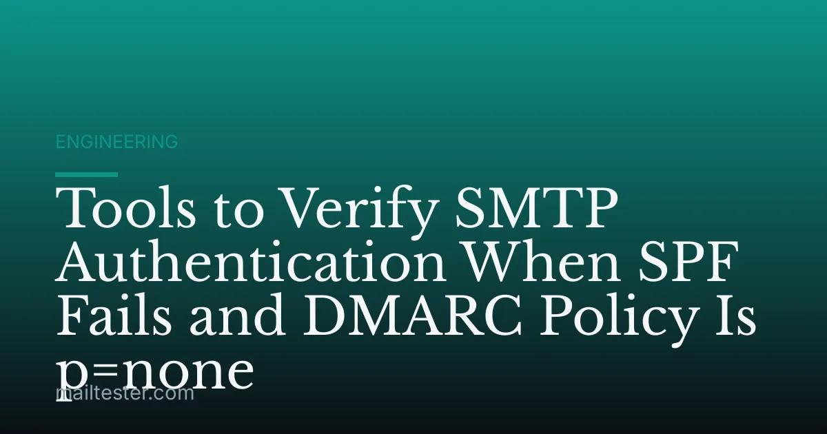 Tools to Verify SMTP Authentication When SPF Fails and DMARC Policy Is p=none