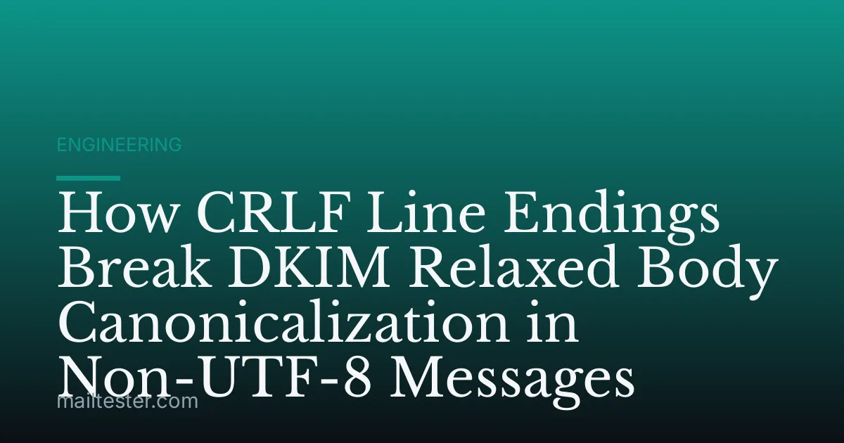 How CRLF Line Endings Break DKIM Relaxed Body Canonicalization in Non-UTF-8 Messages