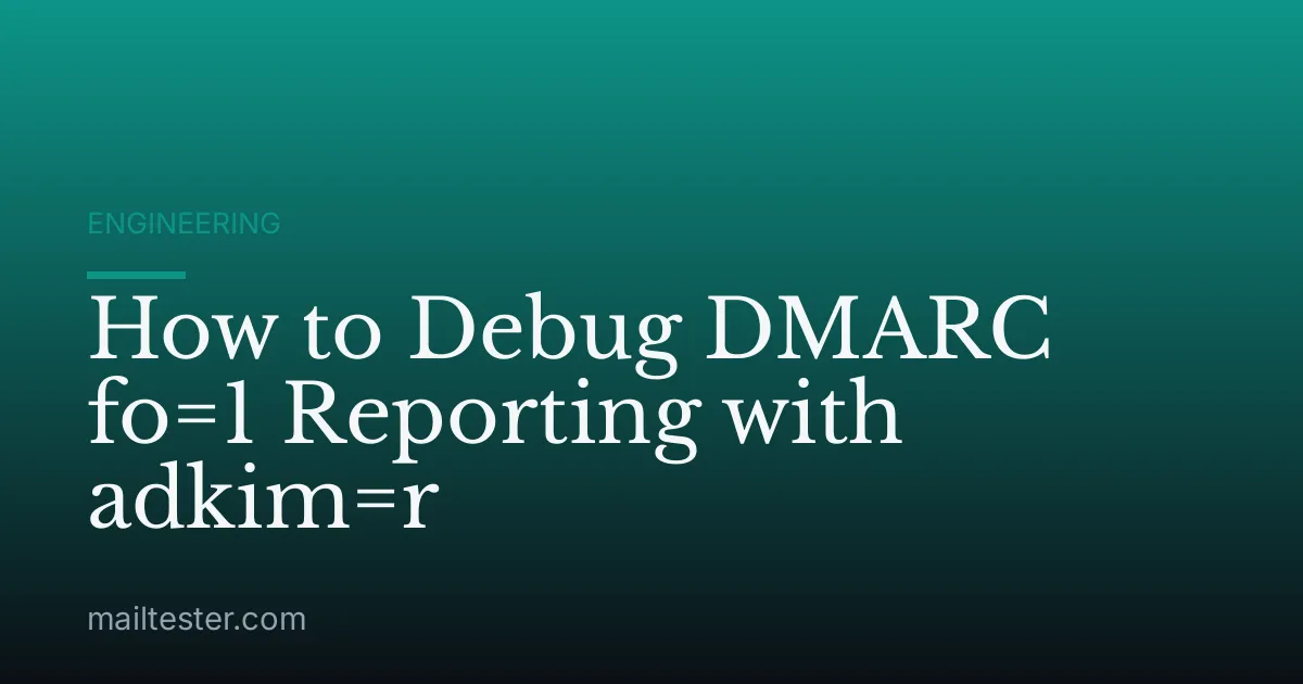 How to Debug DMARC fo=1 Reporting with adkim=r