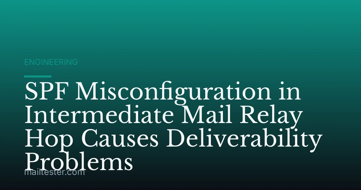 SPF Misconfiguration in Intermediate Mail Relay Hop Causes Deliverability Problems