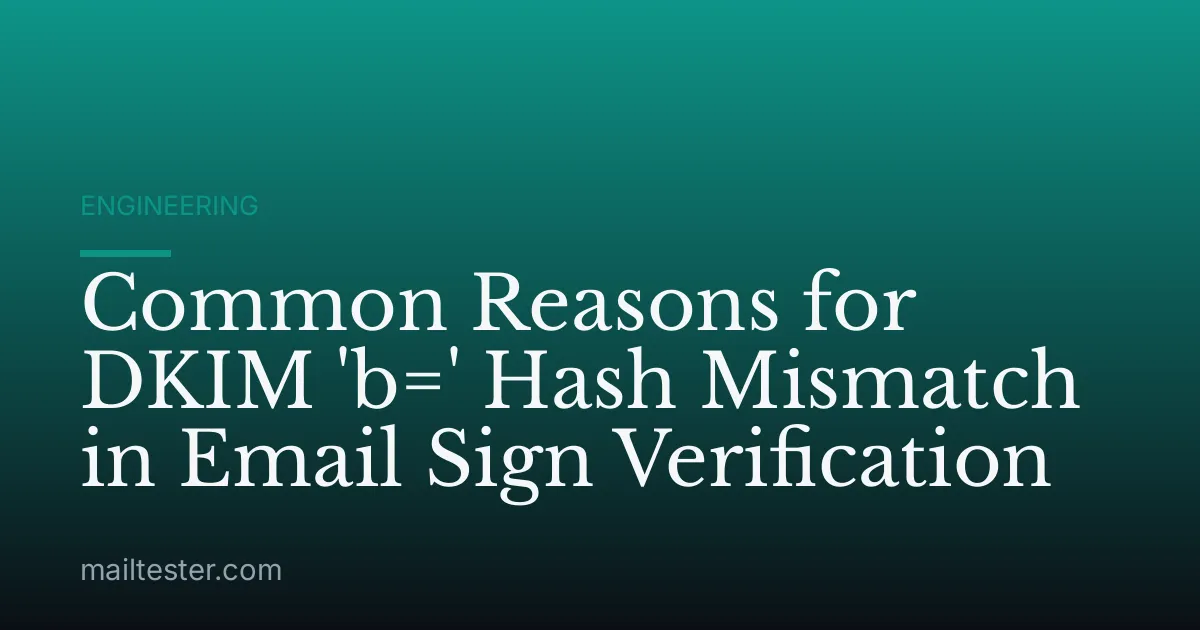 Common Reasons for DKIM 'b=' Hash Mismatch in Email Sign Verification
