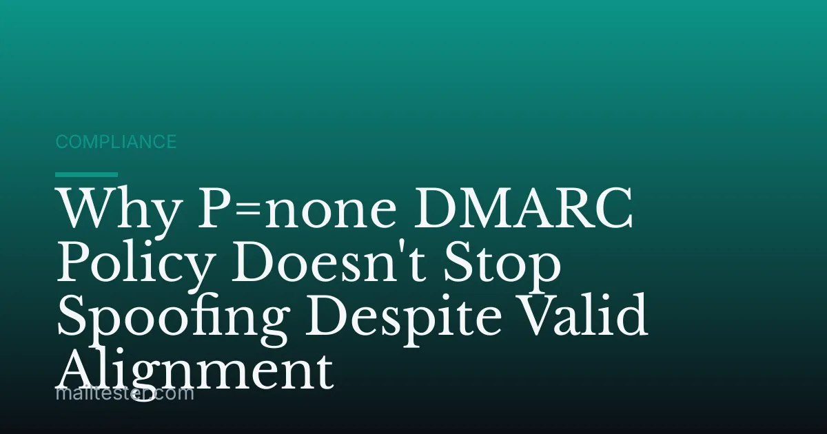 Why P=none DMARC Policy Doesn't Stop Spoofing Despite Valid Alignment