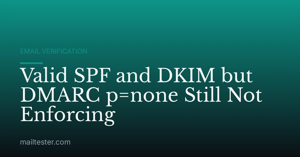 Valid SPF and DKIM but DMARC p=none Still Not Enforcing