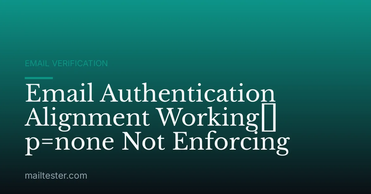 Email Authentication Alignment Working但 p=none Not Enforcing