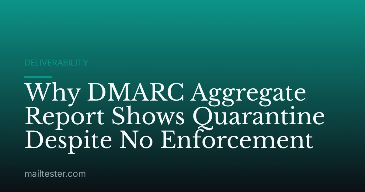 Why DMARC Aggregate Report Shows Quarantine Despite No Enforcement