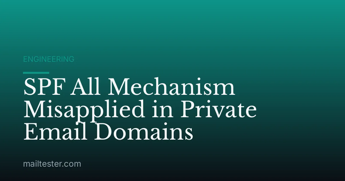 SPF All Mechanism Misapplied in Private Email Domains